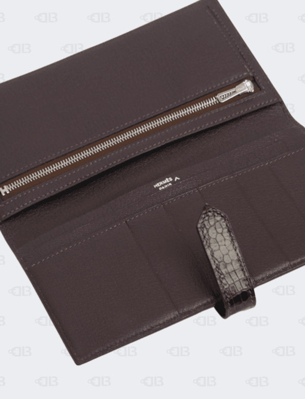 HERMES Diamond Bearn Crocodile Wallet