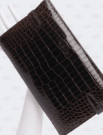 Hermes Kelly Diamond Cocoan Shiny Porosus Crocodile Leather Long Wallet