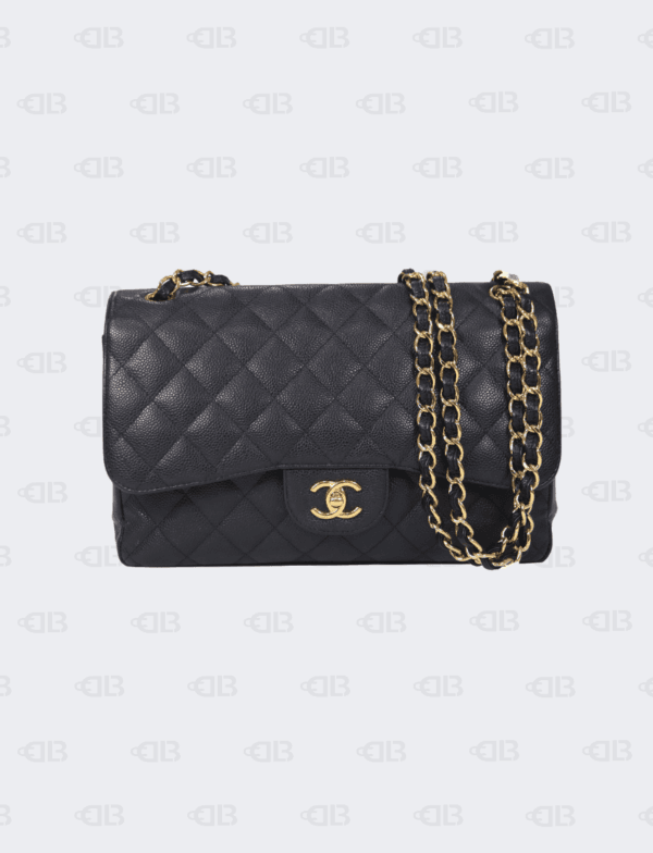Chanel Black Jumbo Caviar Double Flap Classic Bag