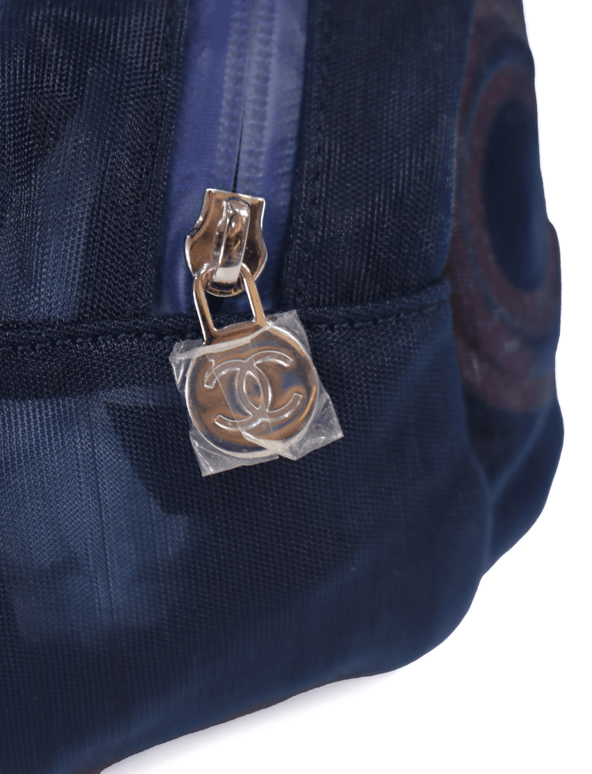 Chanel Mesh Nylon Logo Belt Bag Navy