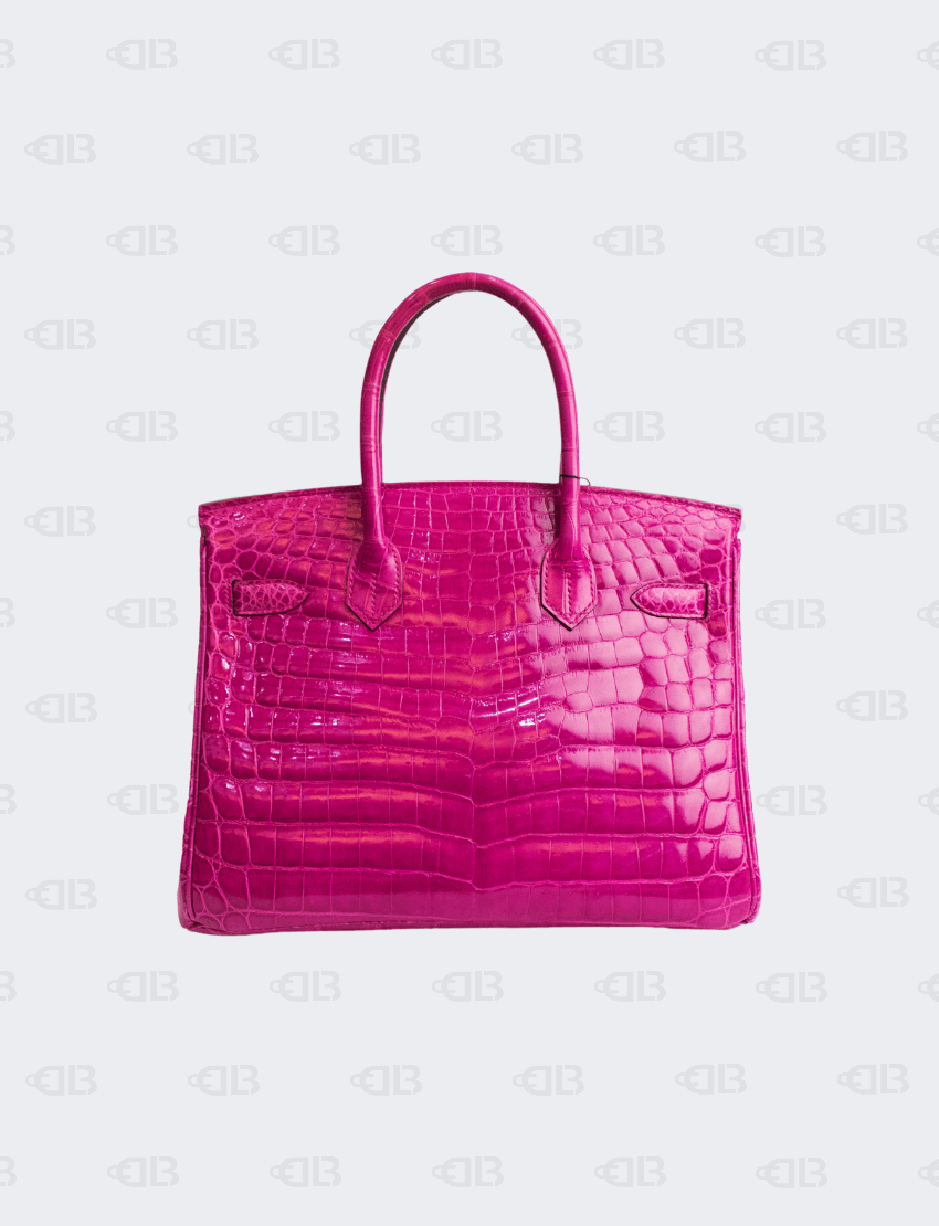 HERMES Birkin 30 Shiny Niloticus Crocodile Birkin 30 Rose Pourpre