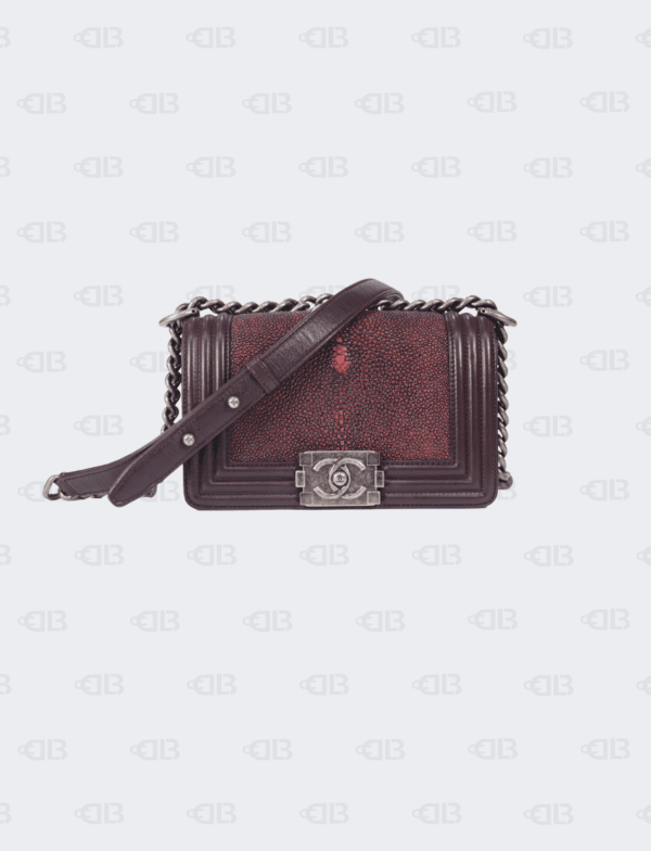 Chanel Burgundy Stingray Small Boy Bag