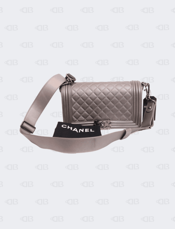 Chanel Boy Flap Bag with Strap Quilted Lambskin with Stingray Trim Medium Flap Bag