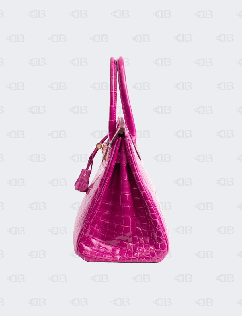 HERMES Birkin 30 Shiny Niloticus Crocodile Birkin 30 Rose Pourpre