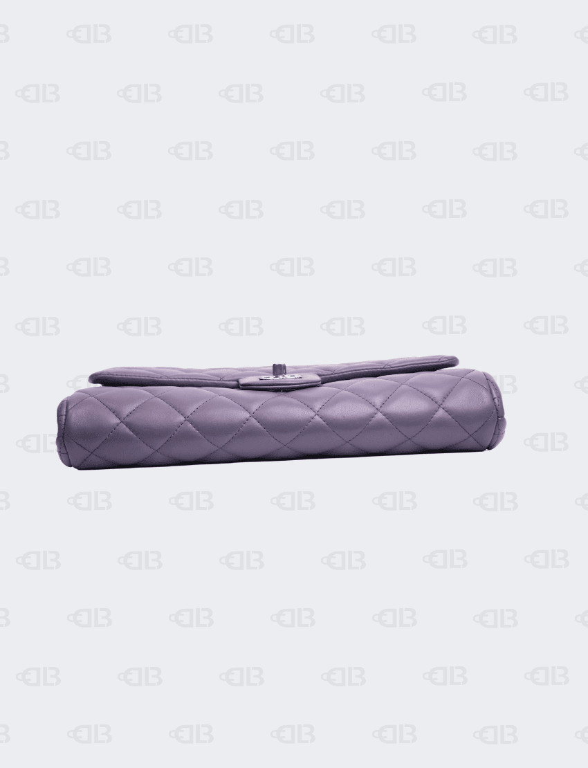 Chanel Classic Purple Flap Clutch with Chain Lambskin