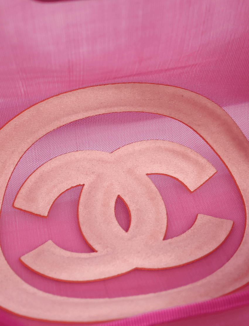 Chanel Mesh Nylon Logo Belt Bag Pink