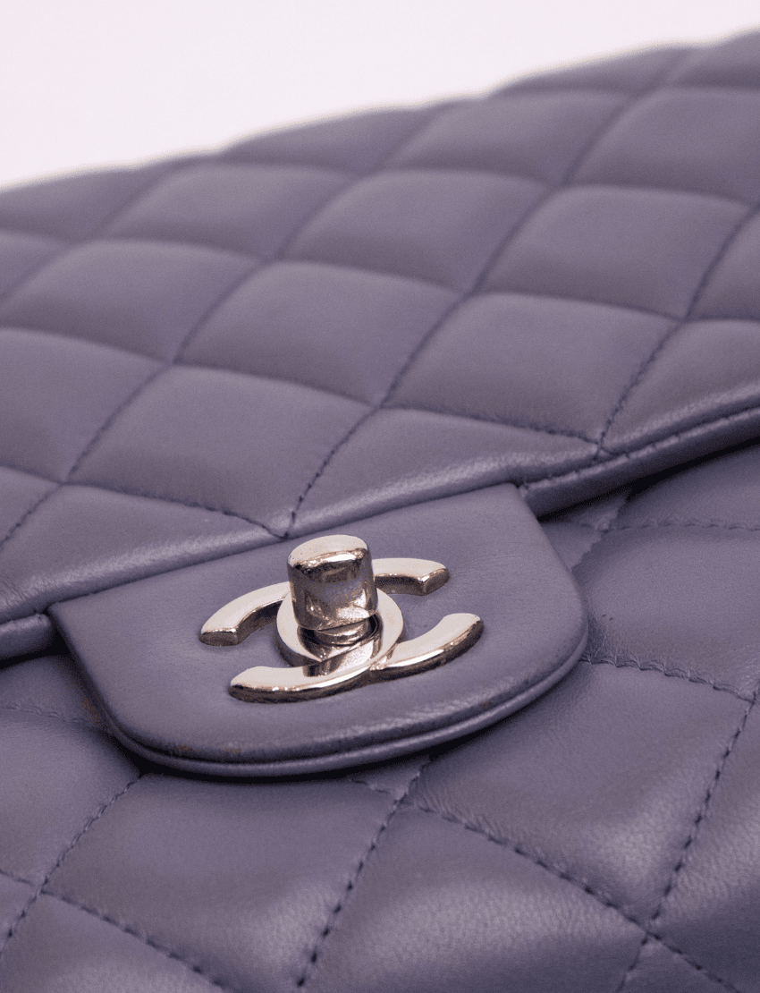 Chanel Classic Purple Flap Clutch with Chain Lambskin