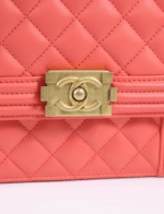 Chanel Coral North South Boy Bag Lambskin Gold Hardware