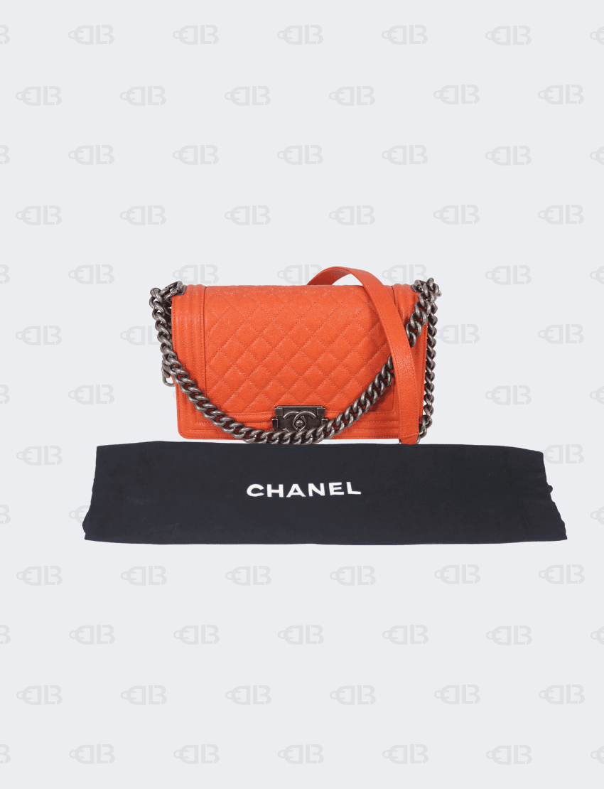 Chanel Caviar Medium Boy Orange Palladium Hardware
