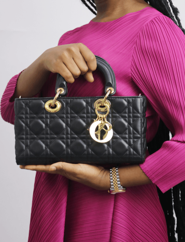 Christian Dior Small Lady D Joy Bag Black Cannage Lambskin