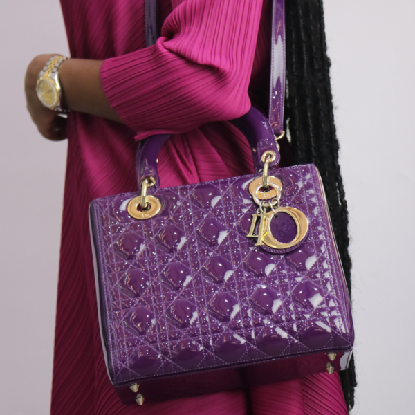 Lady Dior Purple  Patent Cannage Medium