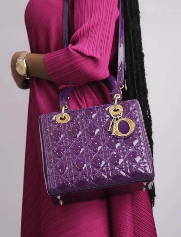 Lady Dior Purple Patent Cannage Medium