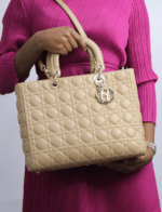 Lady Dior Beige Cannage Quilted Leather Large