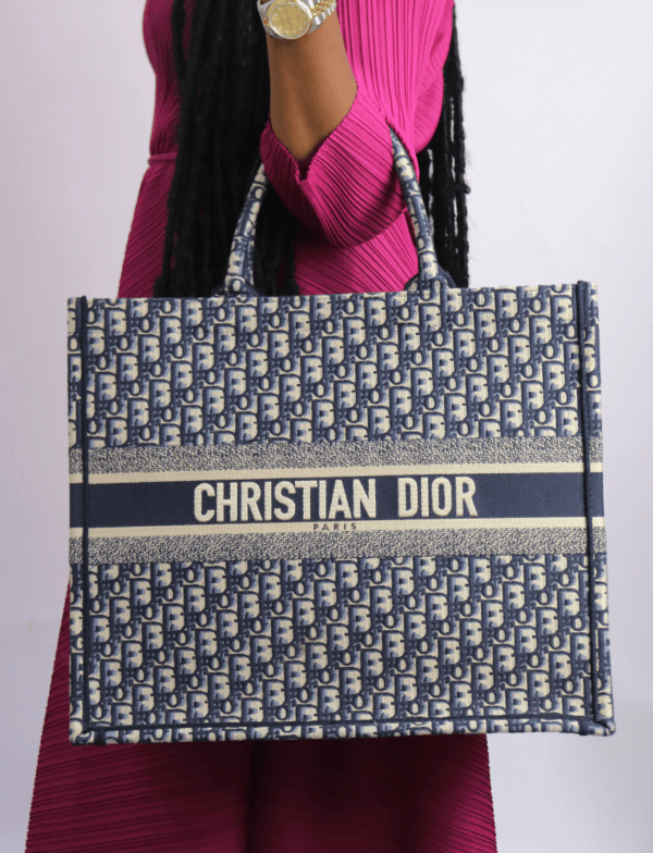 Christian Dior Blue Oblique Book Tote Large Bag