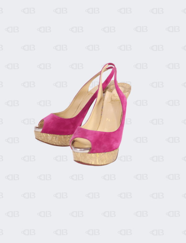 Christian Louboutin Pink Suede Slingback Lady Peep - Toe Sandals Size