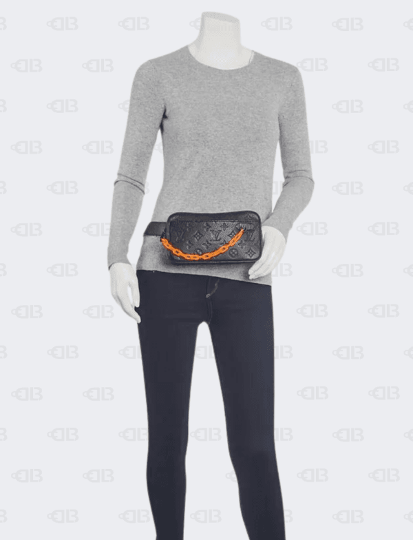 Louis Vuitton Taurillon Monogram Uniformes Solar Ray Soft Pochette Volga Belt Bag Black