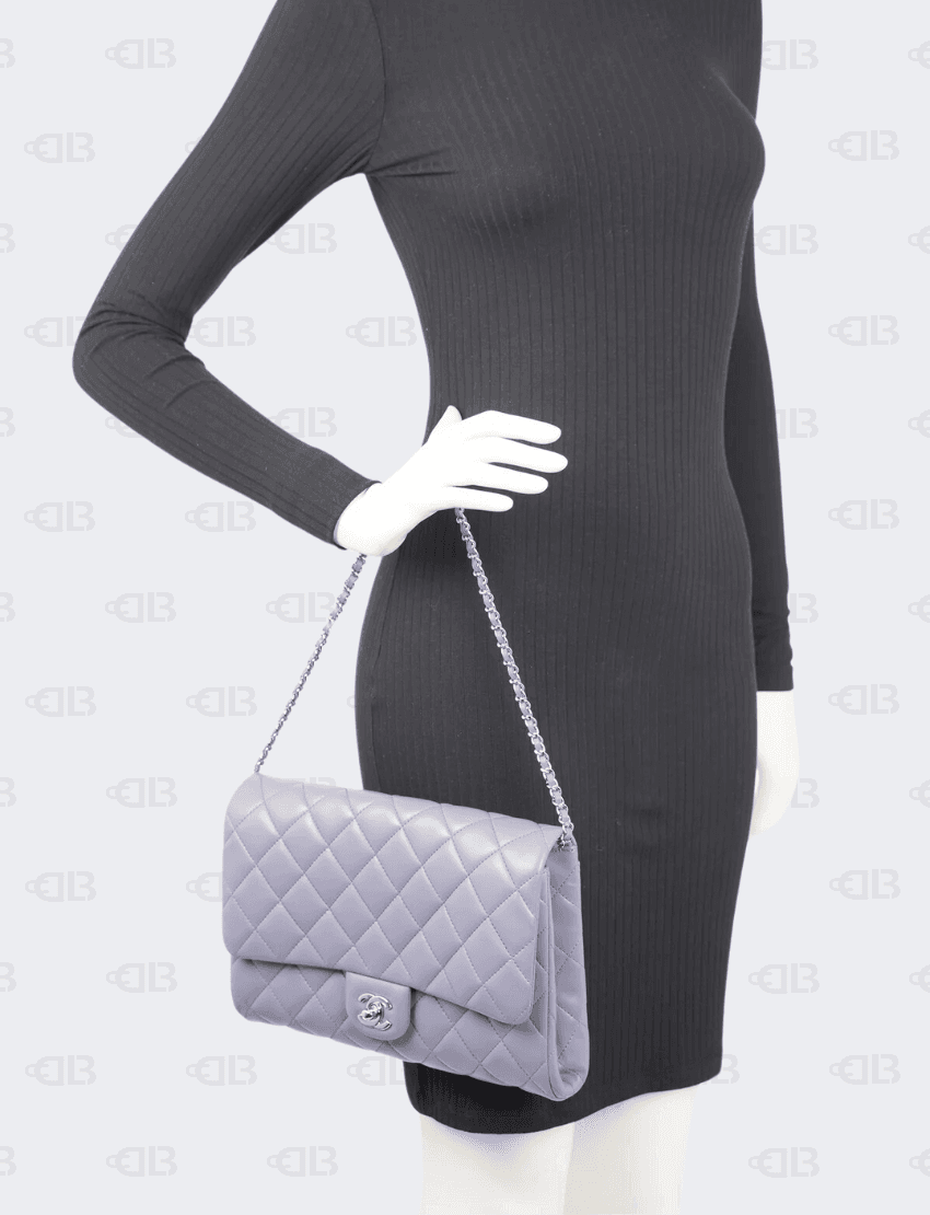 Chanel Classic Purple Flap Clutch with Chain Lambskin