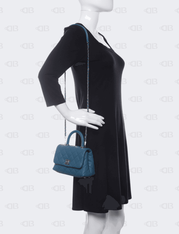 Chanel Caviar Quilted Mini Coco Handle Flap Dark Turqouise