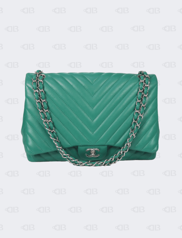 Chanel Lambskin Chevron Quilted Jumbo Single Flap Bag
