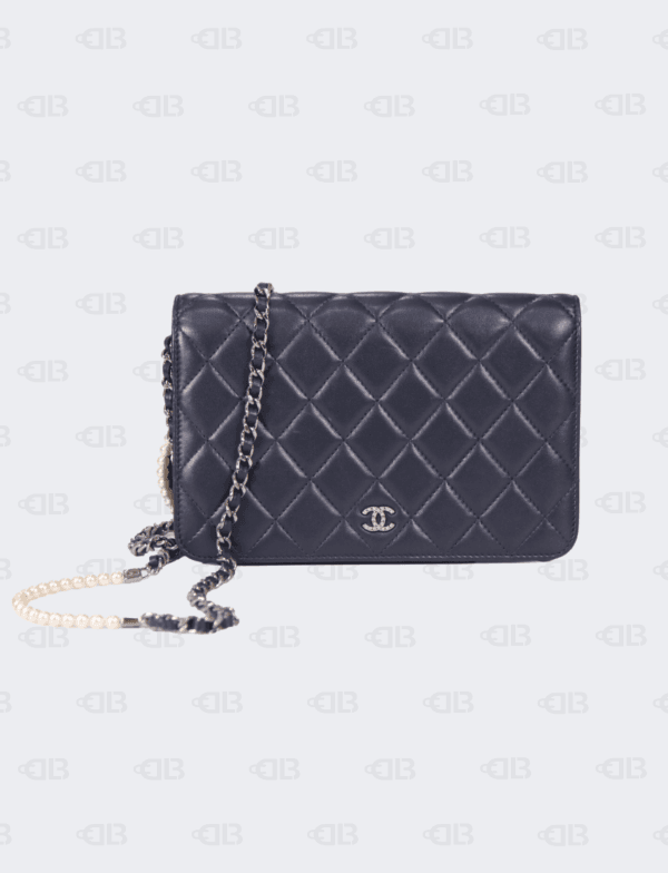 Chanel Limited Pearl Strap Wallet On Chain in Navy Lambskin