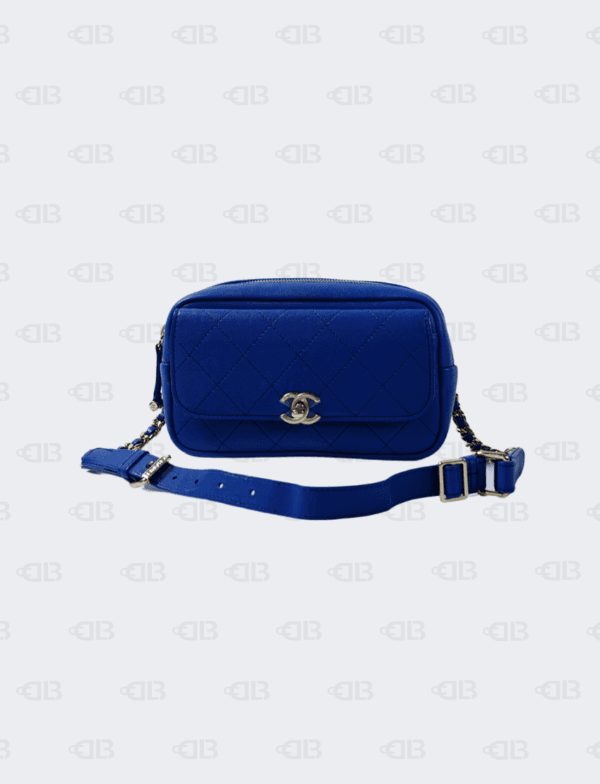 Chanel Blue Leather CC Flap Belt Bag