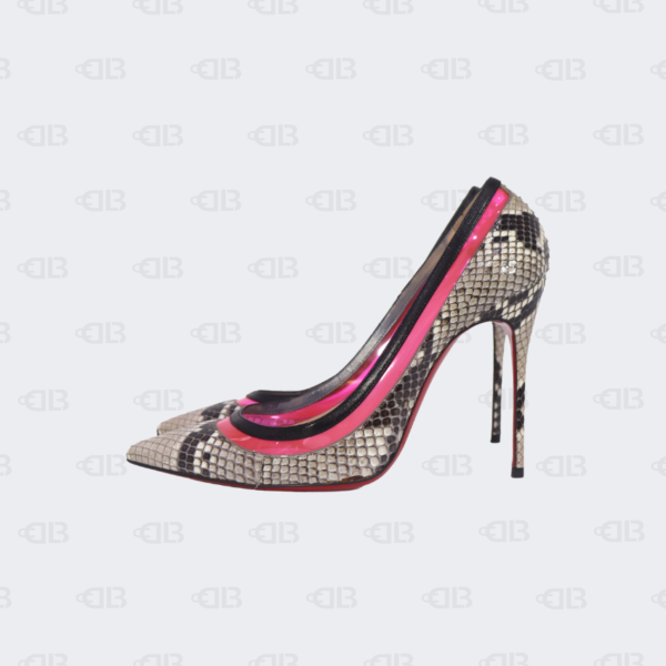 Christian Louboutin Pink/Beige Python and PVC Paulina Pumps Size 39