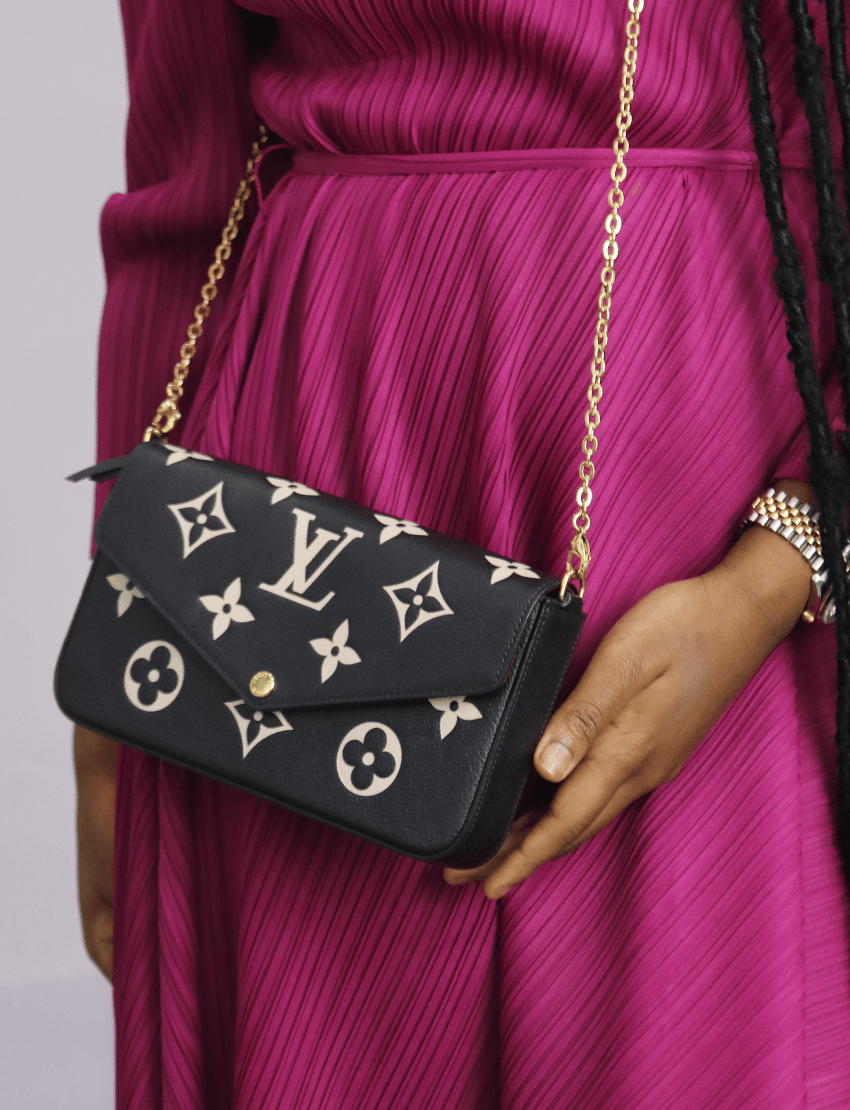 Louis Vuitton Felicie Pochette Bicolor Monogram Empreinte Giant Black