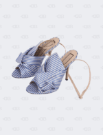N°21  Blue/White Stripe Notted Satin Gingham Ankle Wrap Peep Toe Sandals Size 40
