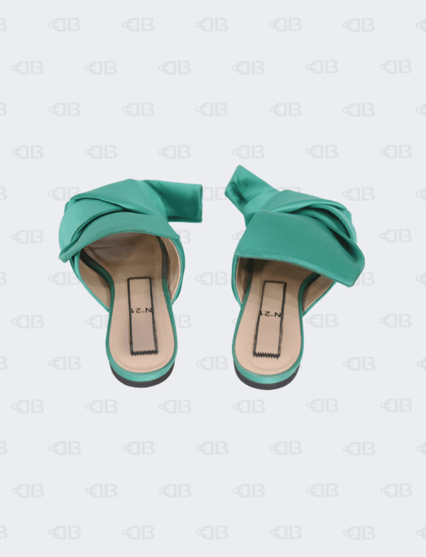 Nº21 Satin Green Bow Mules Size