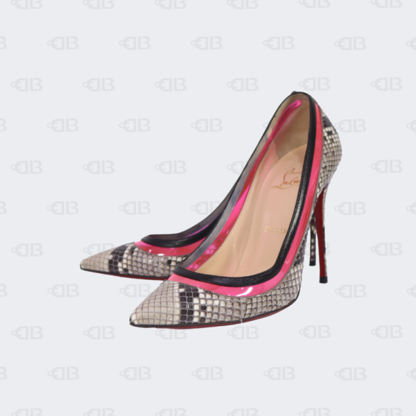 Christian Louboutin Pink/Beige Python and PVC Paulina Pumps Size