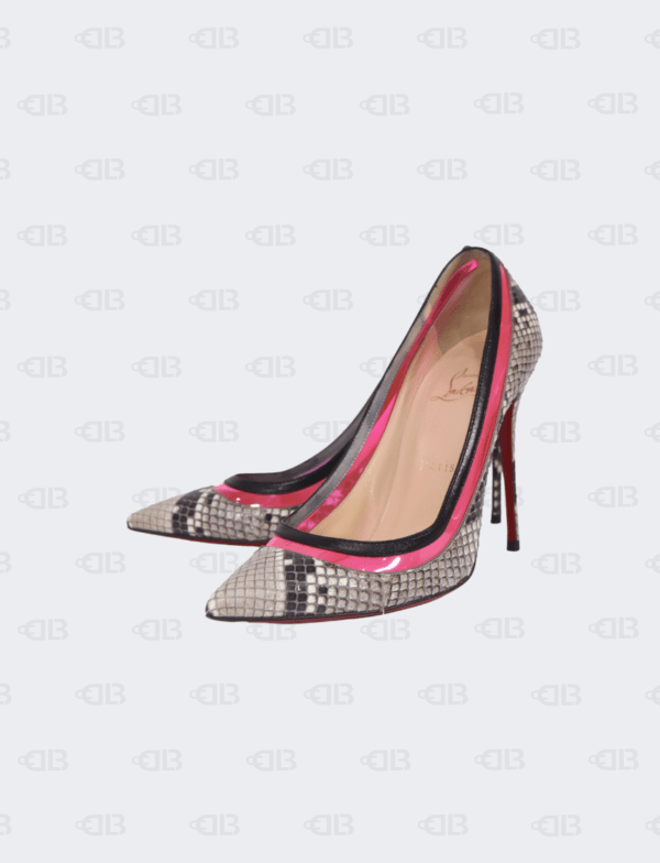 Christian Louboutin Pink/Beige Python and PVC Paulina Pumps Size