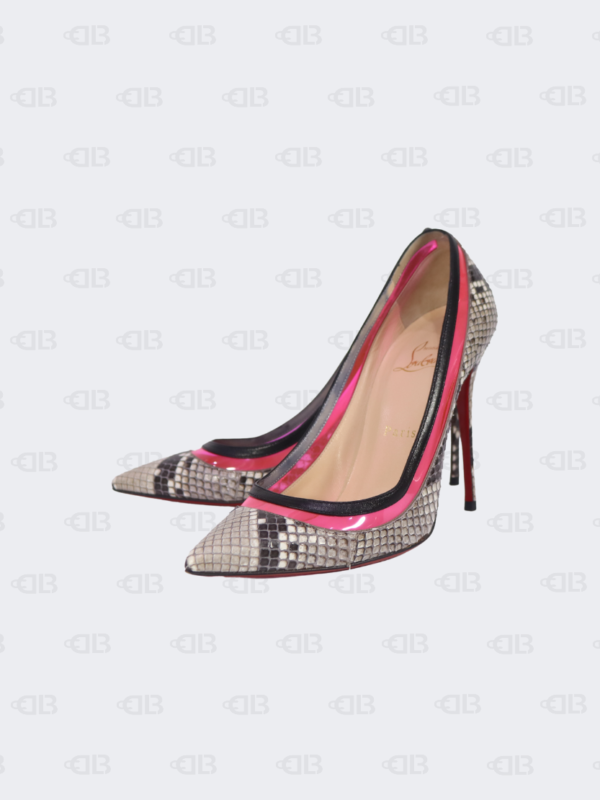 Christian Louboutin Pink/Beige Python and PVC Paulina Pumps Size