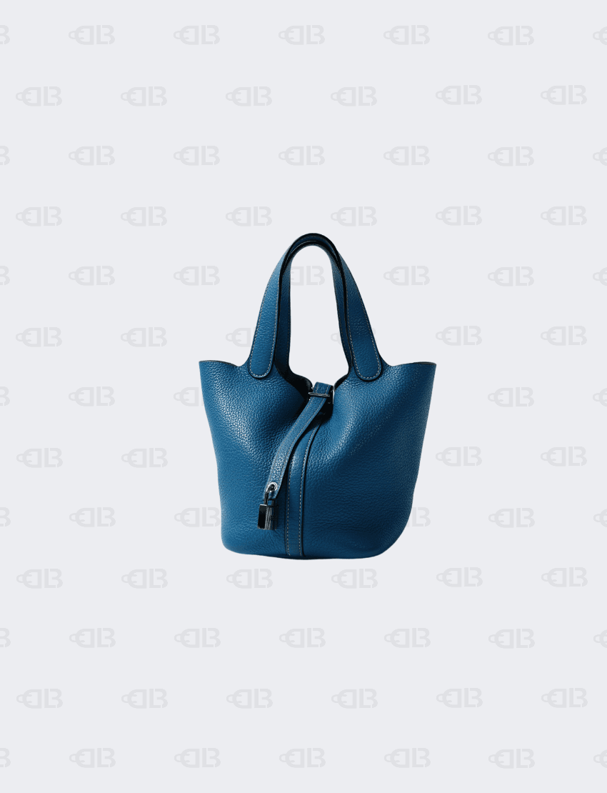 Hermes Taurillion Clemence Picotin Lock 18 PM Blue Jean