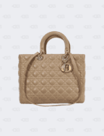 Lady Dior Beige Cannage Quilted Leather Large