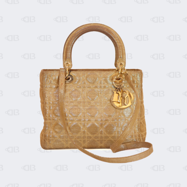 Christian Dior Metallic Gold Cannage Soft Leather Bag