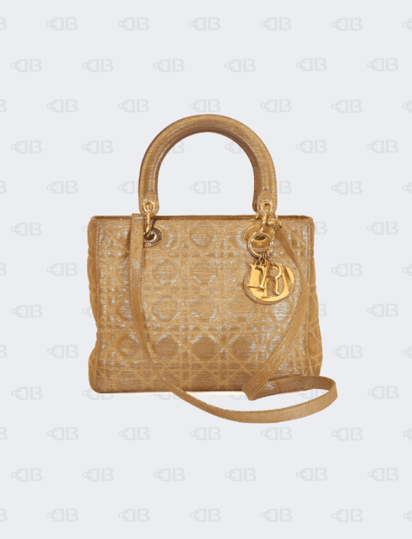Christian Dior Metallic Gold Cannage Soft Leather Bag