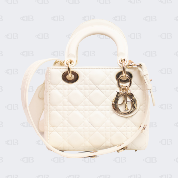 Christian Dior Small Lady Dior Bag Latte Grained Cannage Calfskin