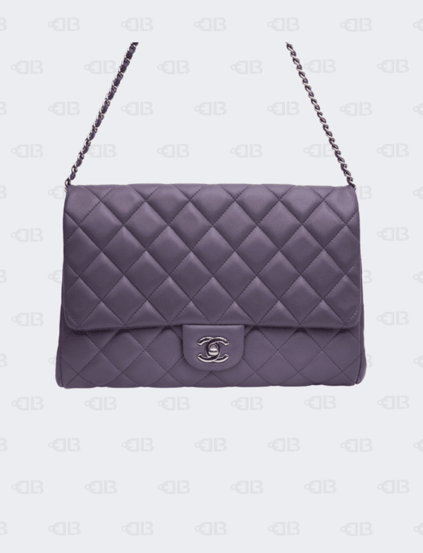 Chanel Classic Purple Flap Clutch with Chain Lambskin