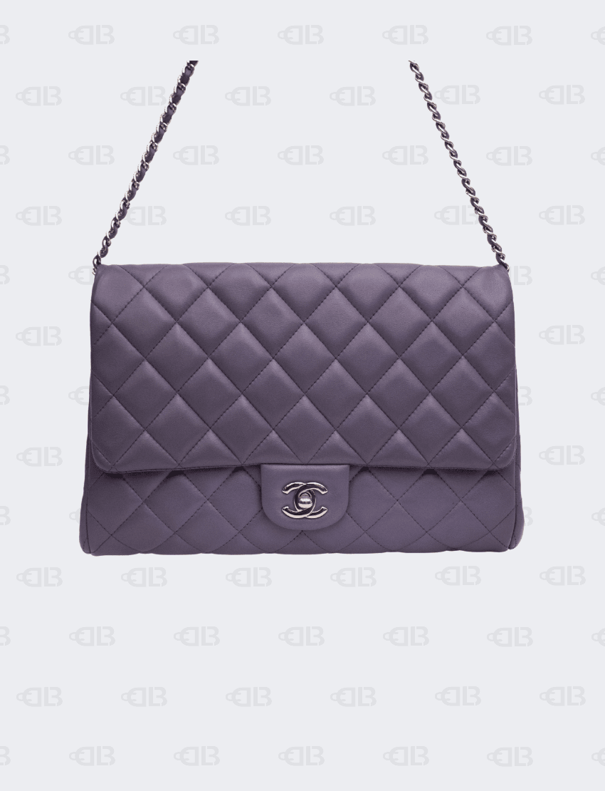 Chanel Classic Purple Flap Clutch with Chain Lambskin