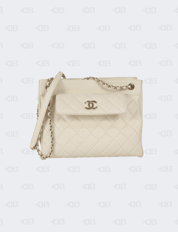 Chanel Caviar Medium White Front Pocket with Extra Wallet
