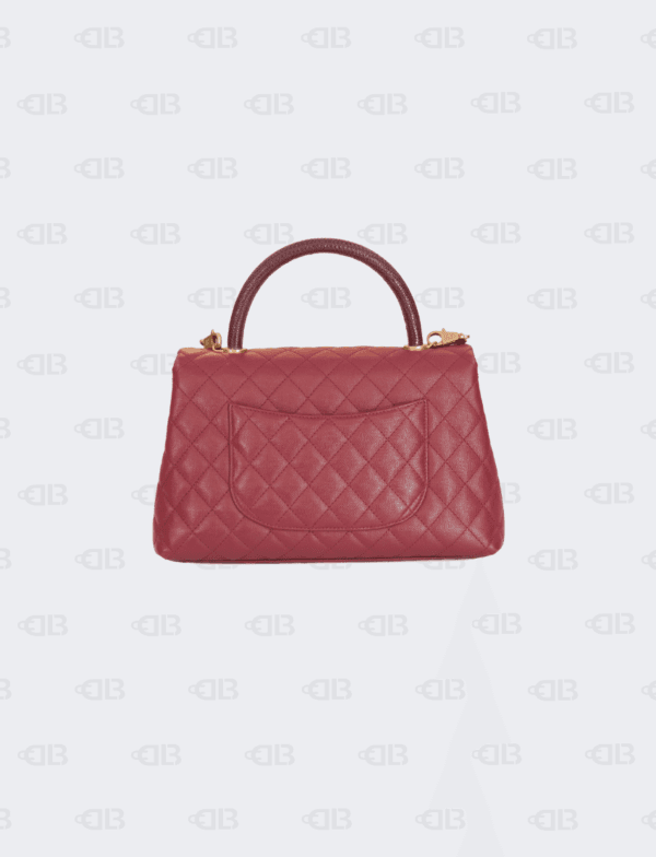 Chanel Caviar LIzard Quilted Coco Handle Flap Red Bag