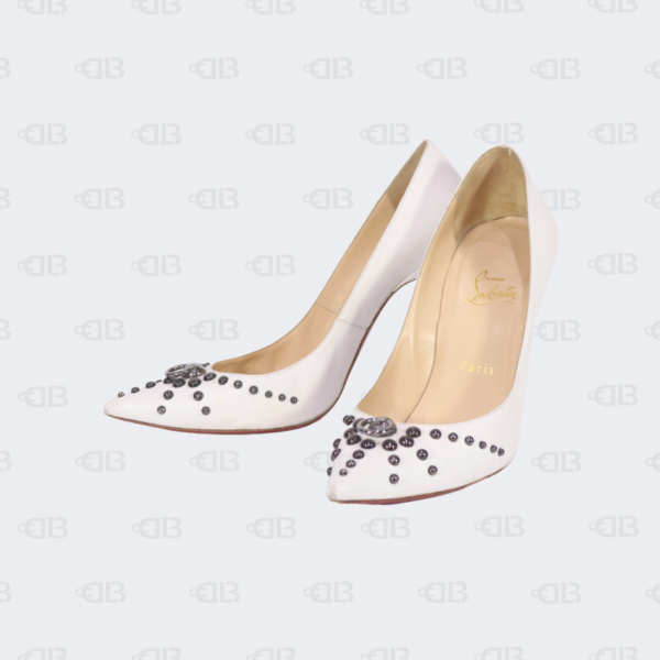 Christian Louboutin White  Door Knock Pumps Size