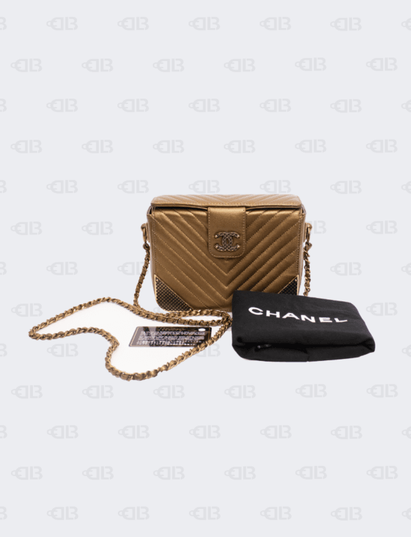 Chanel Bronze Rock Corner Chevron Shoulder Bag