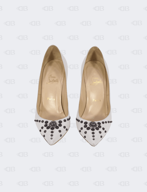 Christian Louboutin White  Door Knock Pumps Size 39