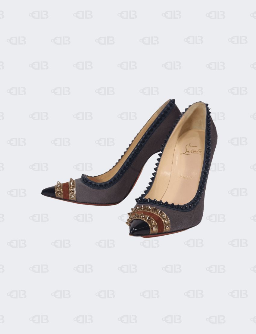 Christian Louboutin Multicolor Calf Hair and Leather Malabar Hill Spike Pointed Toe Pumps Size