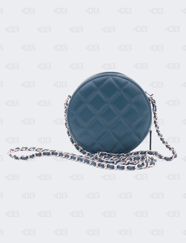 Chanel Round Compartment Clutch Chain Quilted Lambskin