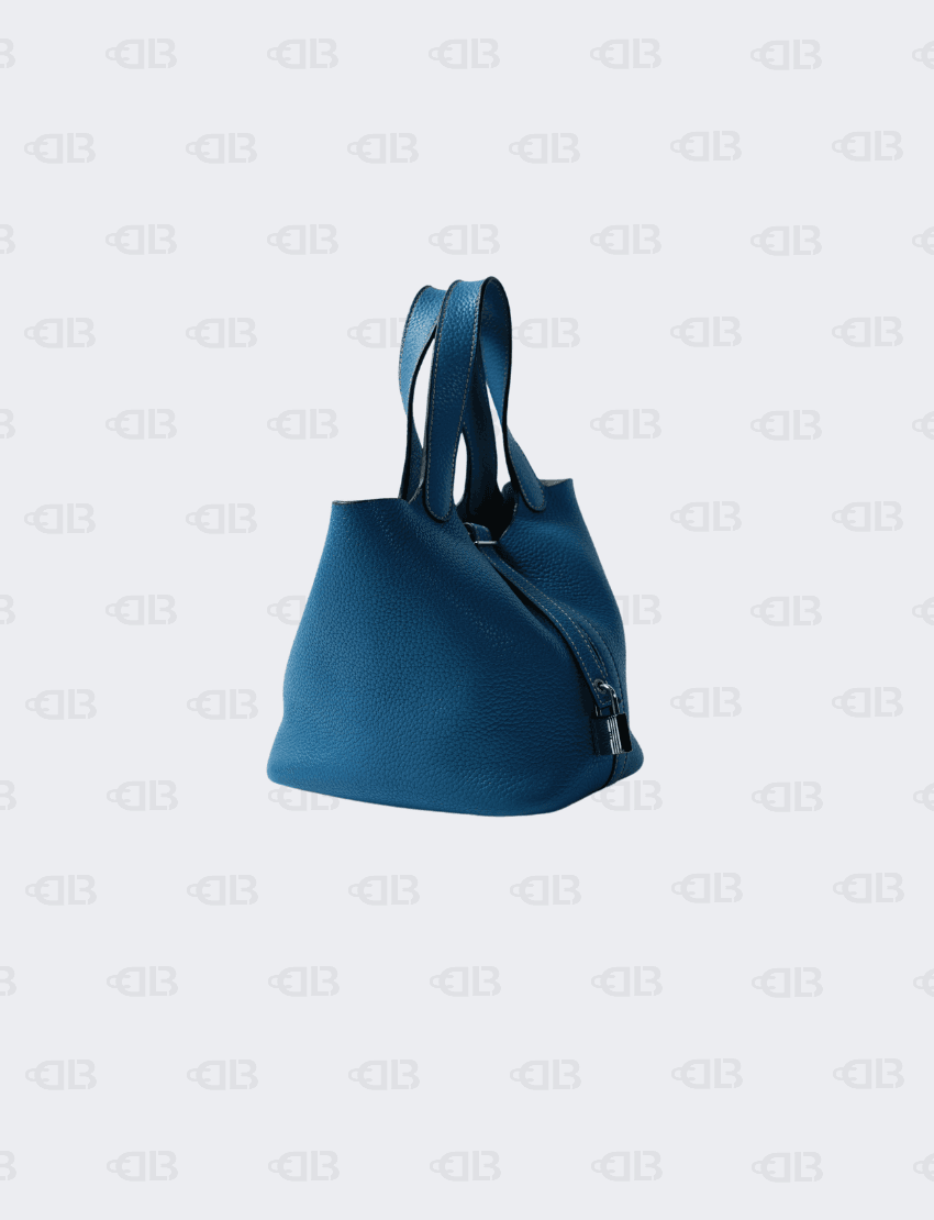 Hermes Taurillion Clemence Picotin Lock 18 PM Blue Jean