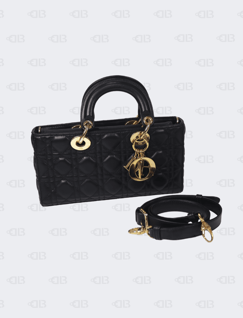 Christian Dior Small Lady D Joy Bag Black Cannage Lambskin