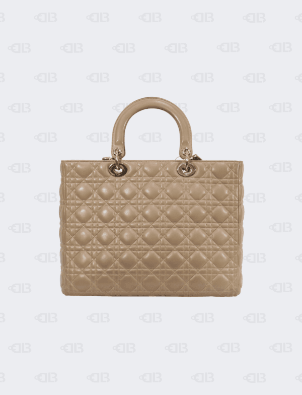Lady Dior Beige Cannage Quilted Leather Large