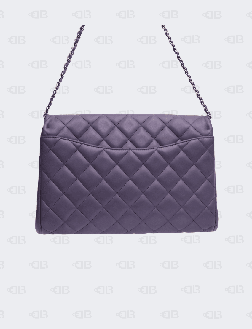 Chanel Classic Purple Flap Clutch with Chain Lambskin